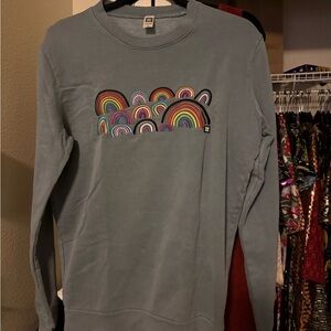 Men's Blue Sweater with Rainbow Design
